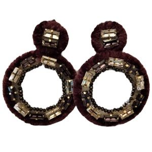 BIJOUX BAR Suede Hoop Pierced Earrings Crystals Beads